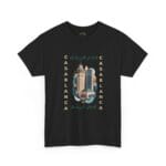 Casablanca Bilingual T-Shirt - Hassan II Mosque & Skyscrapers Art (Arabic Text)