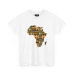 African Map Kente Pattern T-Shirt - Traditional Geometric Fabric Print - Image 2