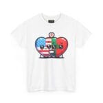 Morocco USA Friendship T-Shirt - Cute Hugging Hearts Flag Design