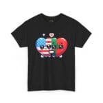 Morocco USA Friendship T-Shirt - Cute Hugging Hearts Flag Design - Image 2