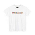 Marrakech Colorful Typography T-Shirt - Morocco Minaret & Lantern Design - Image 2