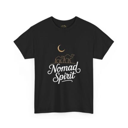 Nomad Spirit T-Shirt - Golden Moon & Camels Desert Night Art