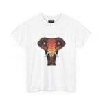 African Elephant T-Shirt - Tribal Geometric Art & Sunset Gradient